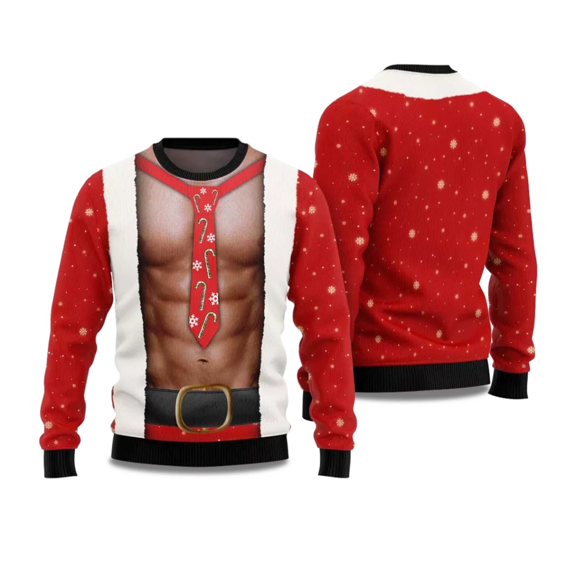 2025 Santa Abs Body Ugly Christmas Sweater 