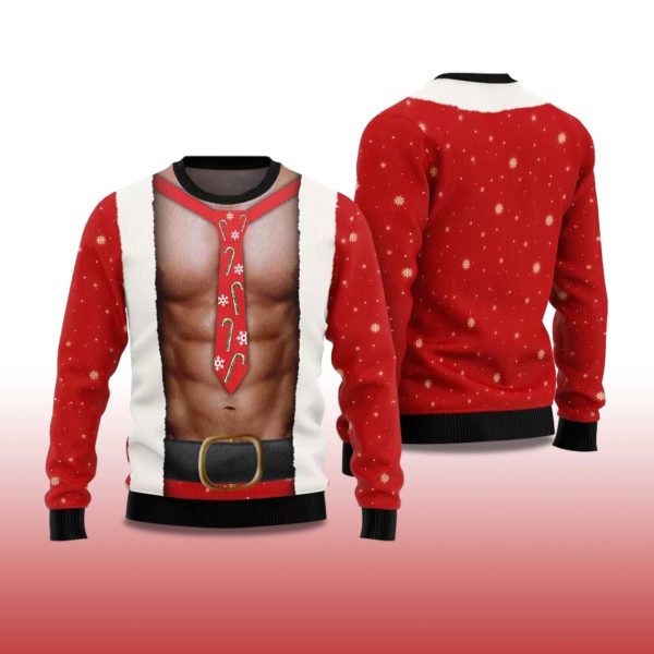 2025 Santa Abs Body Ugly Christmas Sweater 2