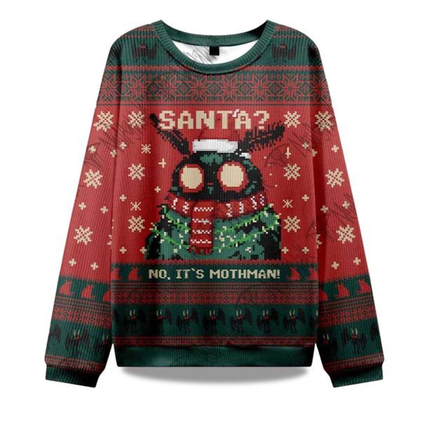2025 Santa No Its Mothman Ugly Christmas Sweater 1
