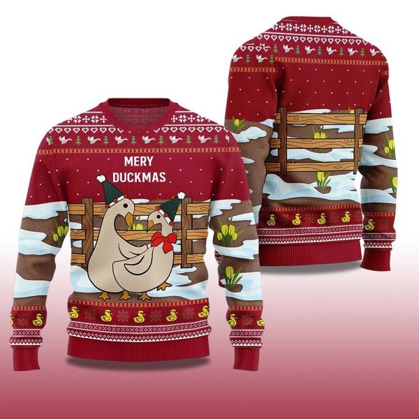 2025 Seriously Naughty Duck On The Farm Ugly Christmas Sweater 2