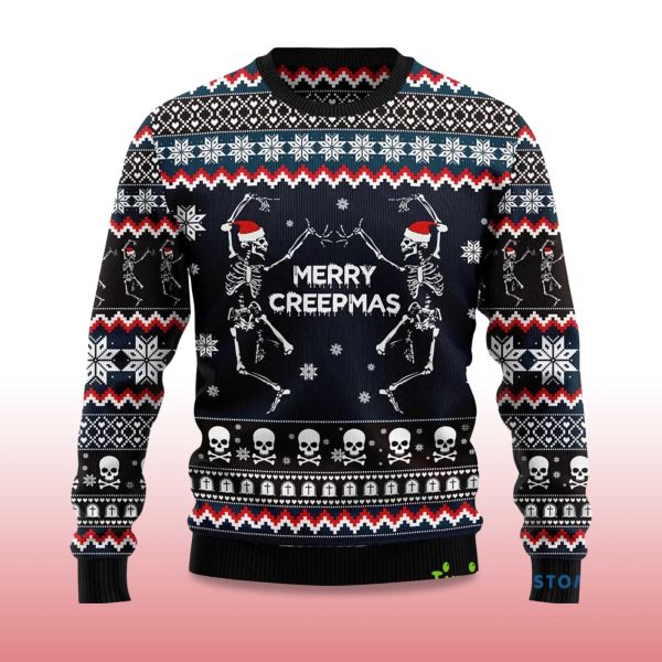 2025 Skeleton Merry Creepmas Ugly Christmas Sweater 2