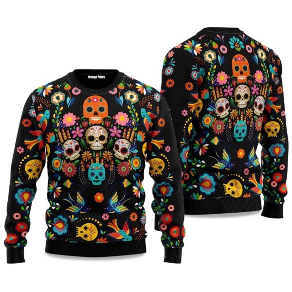 2025 Skull Pattern Ugly Christmas Sweater 1