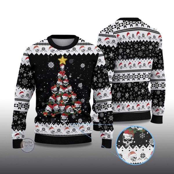 2025 Skull Pine Tree Ugly Christmas Sweater 2