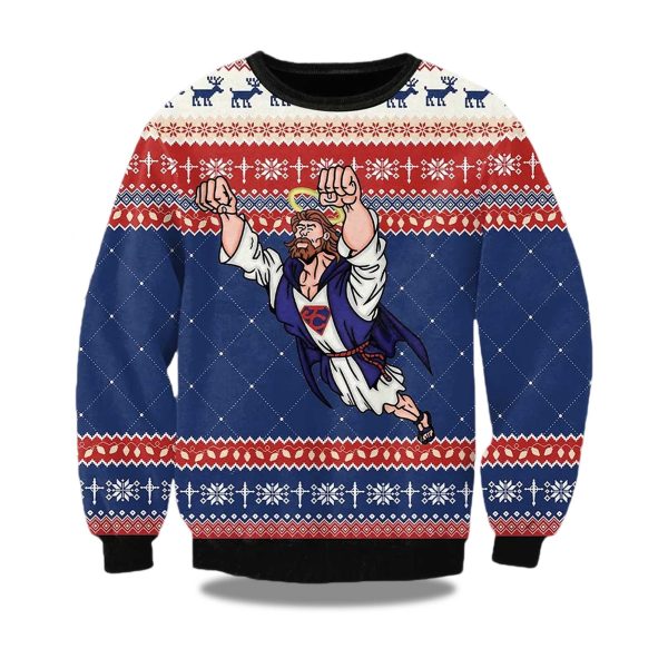 2025 Super Jesus Ugly Christmas Sweater 1