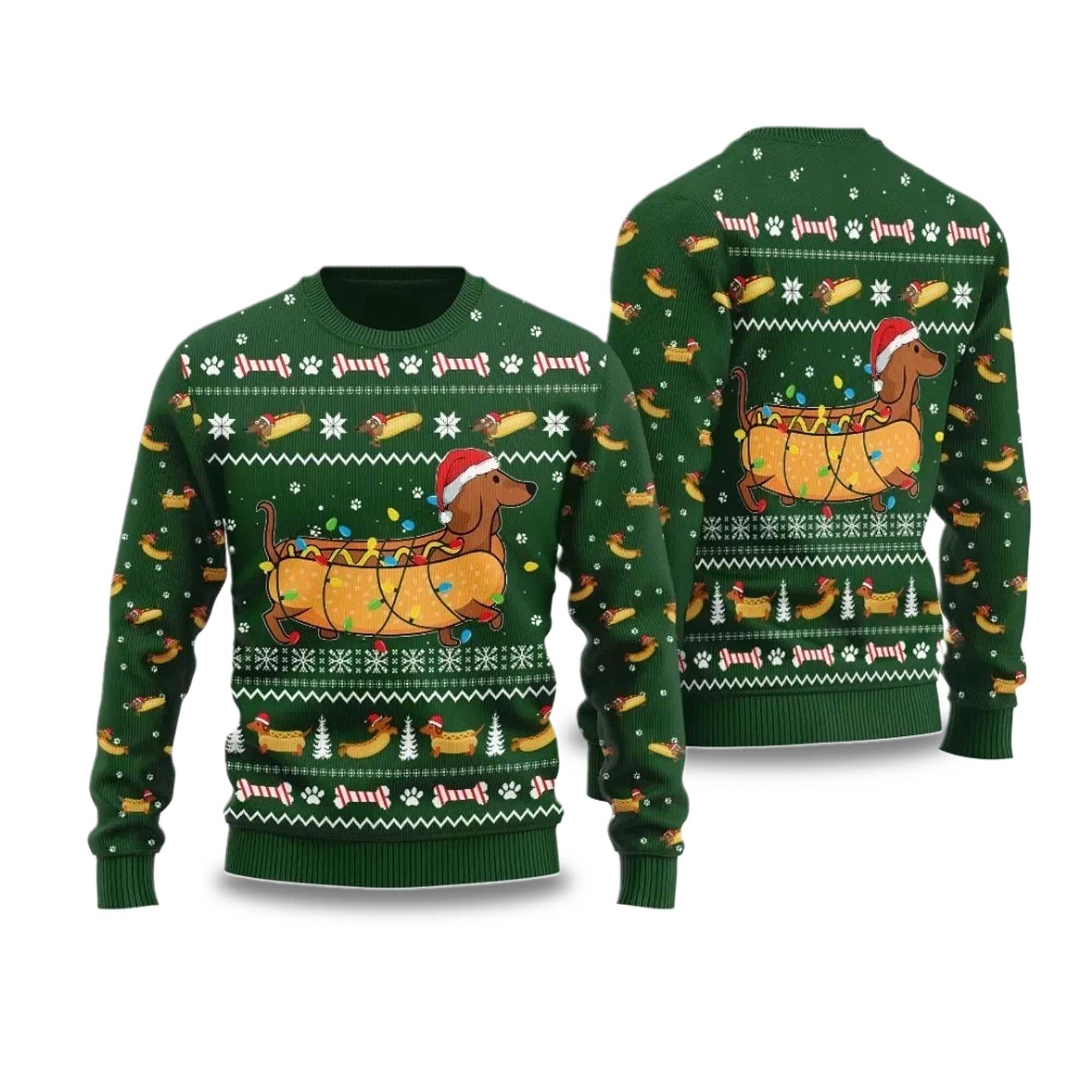 2025 Taco Dachshund Ugly Christmas Sweater 