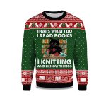 2025 That's What I Do I Read Books Black Cat Ugly Christmas Sweater