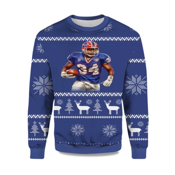 2025 Thurman Thomas Bills Ugly Christmas Sweater 1