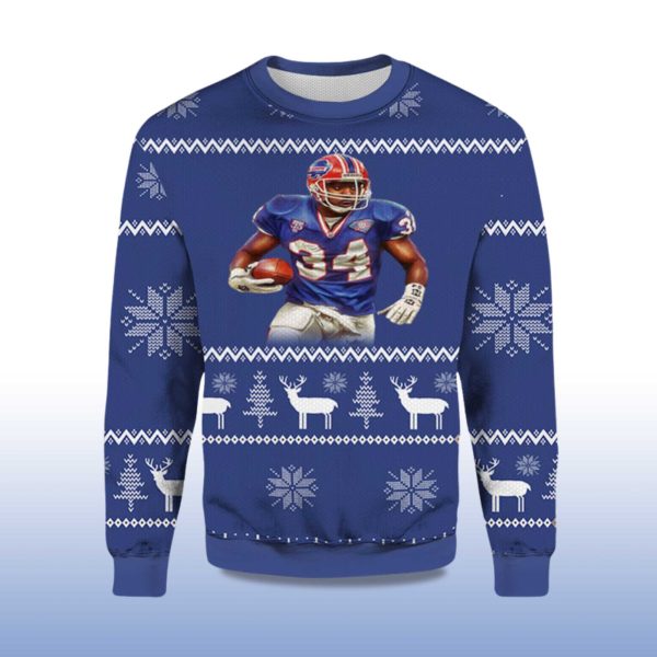 2025 Thurman Thomas Bills Ugly Christmas Sweater 2