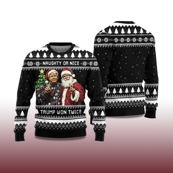 2025 Trump And Santa Ugly Christmas Sweater