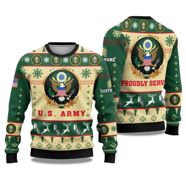 2025 US Army Proudly Served Veterans Ugly Christmas Sweater 1