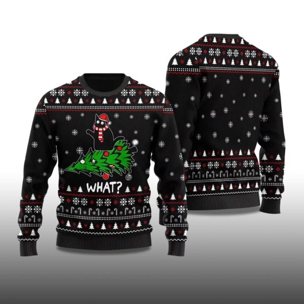 2025 What Black Cat Ugly Christmas Sweater 2