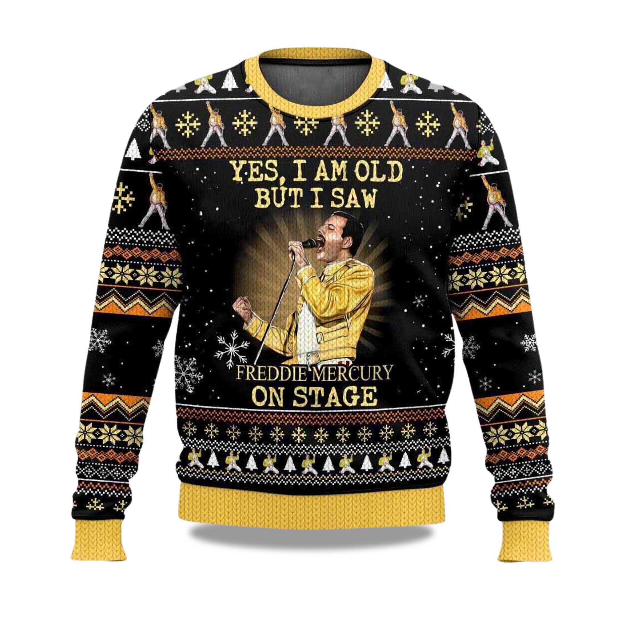 2025 Yes I Am Old But I Saw Freddie Mercury On Stage Freddie Mercury Queen Christmas Ugly Sweater 2025 Yes I Am Old But I Saw Freddie Mercury On Stage Freddie Mercury Queen Christmas Ugly Sweater