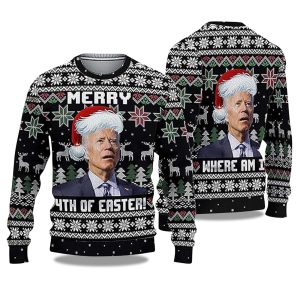 Merry 4th Easter Joe Biden Ugly Christmas Sweater 1