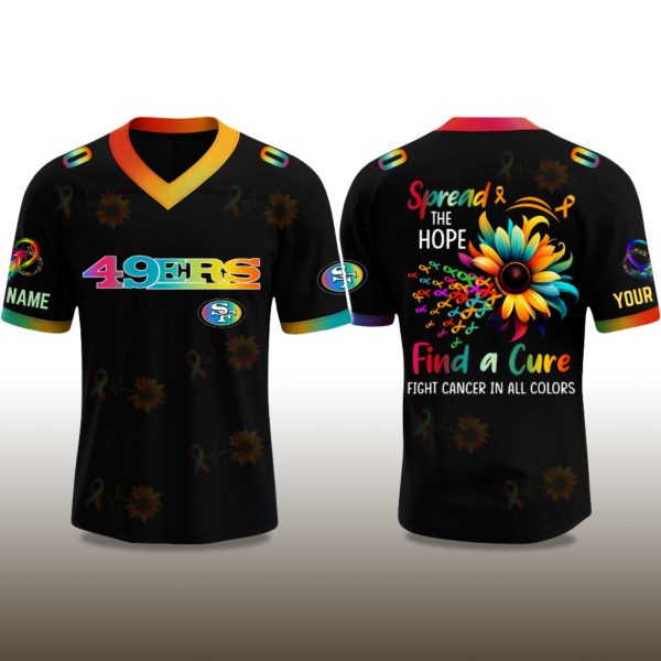 49ers Fight Cancer In All Color 2025 V neck Short Sleeve Jersey