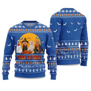 Trick or Treat Dog Halloween Ugly Sweater 1