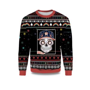 2025 Houston Astros Sugar Skull Ugly Christmas Sweater 1