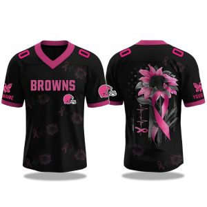 2025 Cleveland Browns x Breast Cancer Awareness Month V neck Short Sleeve Jersey