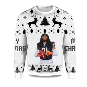 2025 D'onta Foreman Chicago Bears Ugly Christmas Sweater 1