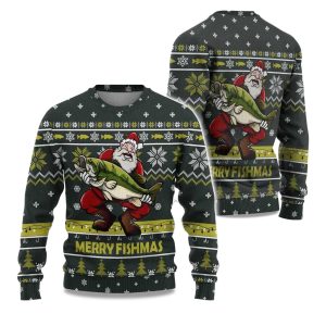 2025 Merry Fishmas Ugly Christmas Sweater 1
