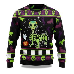 2025 Dachshund Pumpkin Christmas Ugly Sweater 1