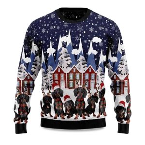 2025 Dachshund Family Dog Ugly Christmas Sweater 1