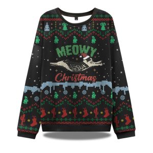 Meowy Christmas Adventure Ugly Christmas Sweater 1