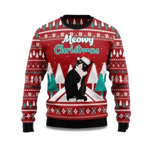 2025 Black cat Meowy Christmas Ugly Christmas Sweater 1