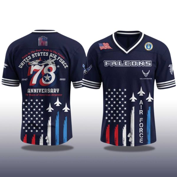 Atlanta Falcons US Air Force Birthday 2025 V neck Short Sleeve Jersey 2