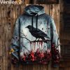 Blood Crow Back Halloween Hoodie 3 Blood Crow Back Halloween Hoodie 2