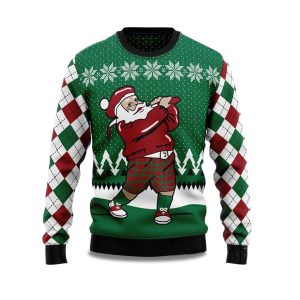 2025 Golfer Santa Ugly Christmas Sweater 1