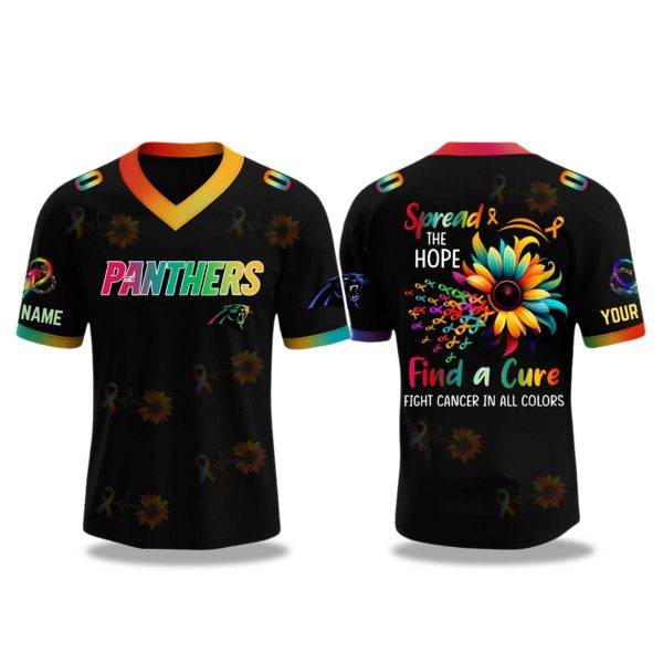 Carolina Panthers Fight Cancer V neck Short Sleeve Jersey 2025 1
