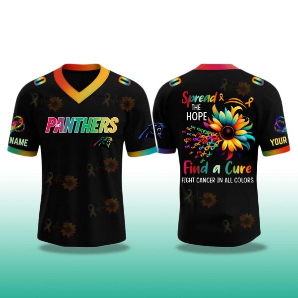 Carolina Panthers Fight Cancer V neck Short Sleeve Jersey 2025 2