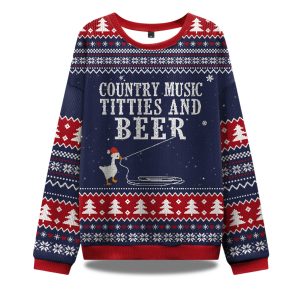 Country Music Titties And Beer Ugly Christmas Sweater 1