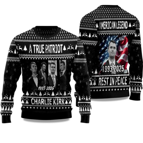 Charlie Kirk A True Patriot 1993 2025 Ugly Christmas Sweater 1