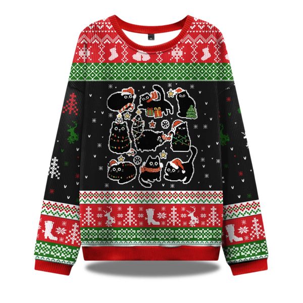 Christmas Black Cat Ugly Christmas Sweater 1