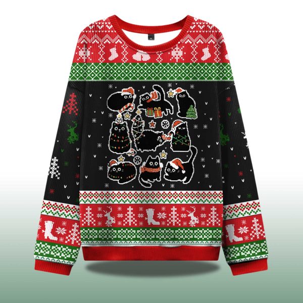 Christmas Black Cat Ugly Christmas Sweater 2