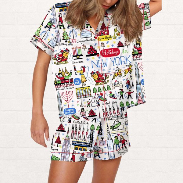 Christmas Holidays In New York Satin Pajama Set 3