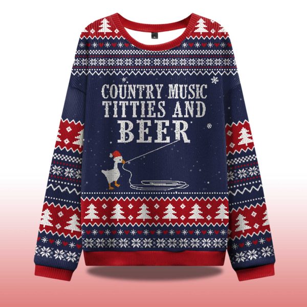 Country Music Titties And Beer Ugly Christmas Sweater 2