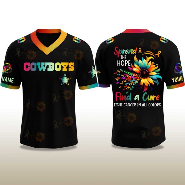 Cowboys Fight Cancer In All Color V neck Short Sleeve Jersey 2025 2