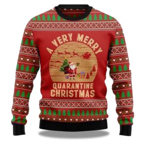 2025 A Very Merry Quarantine Christmas Ugly Christmas Sweater 1