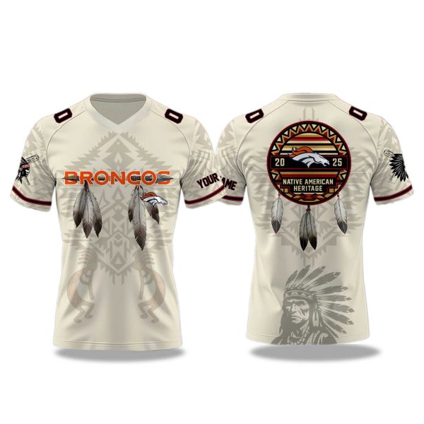 Denver Broncos Native American Heritage Month V neck Short Sleeve Jersey 2025 1