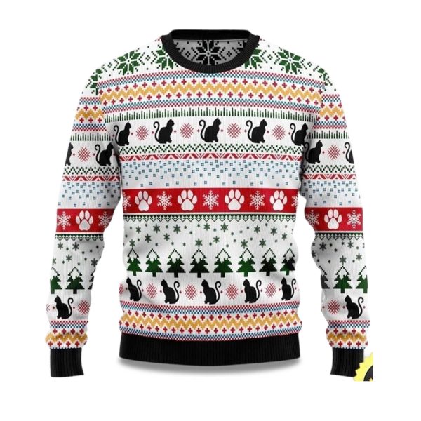 2025 Black Cat Ugly Christmas Sweater 1