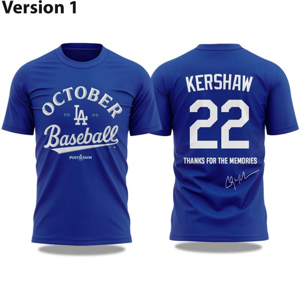 Dodgers Clayton Kershaw Thanks for the Memories 2025 T Shirt