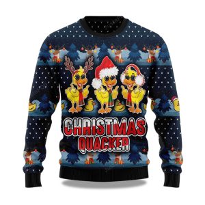2025 Cute Duck Quacker Christmas Ugly Sweater 1