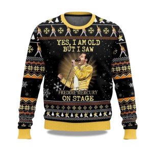 2025 Yes I Am Old But I Saw Freddie Mercury On Stage Freddie Mercury Queen Christmas Ugly Sweater 1