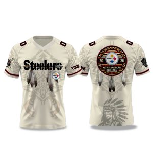 Pittsburgh Steelers Native American Heritage Month V neck Short Sleeve Jersey 2025 1