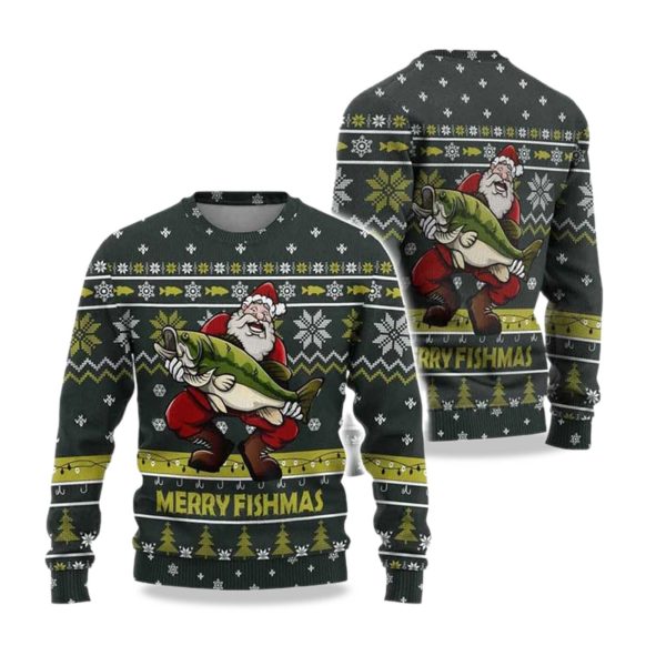 Fishing Lover Merry Fishmas Ugly Sweater 2025 1
