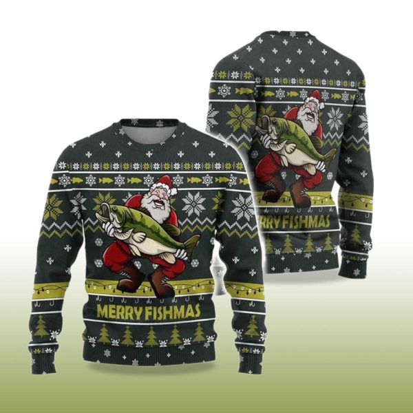 Fishing Lover Merry Fishmas Ugly Sweater 2025 2