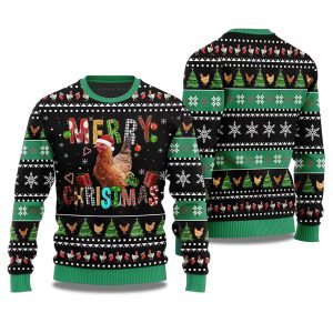 2025 Merry Christmas Chicken Ugly Christmas Sweater 1