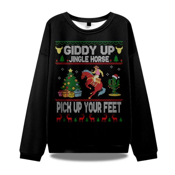 Giddy Up Jingle Horse Pick Up Your Feet Ugly Christmas Sweater 1
